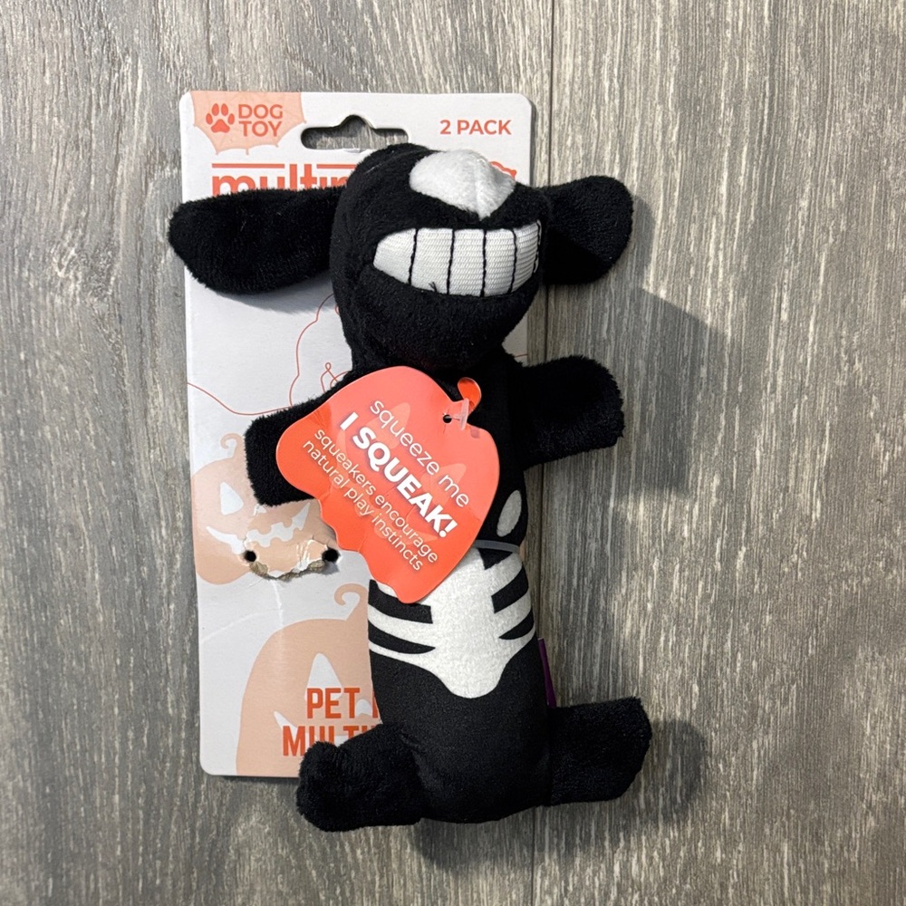 Black Skeleton Plush Squeaky Dog Toy